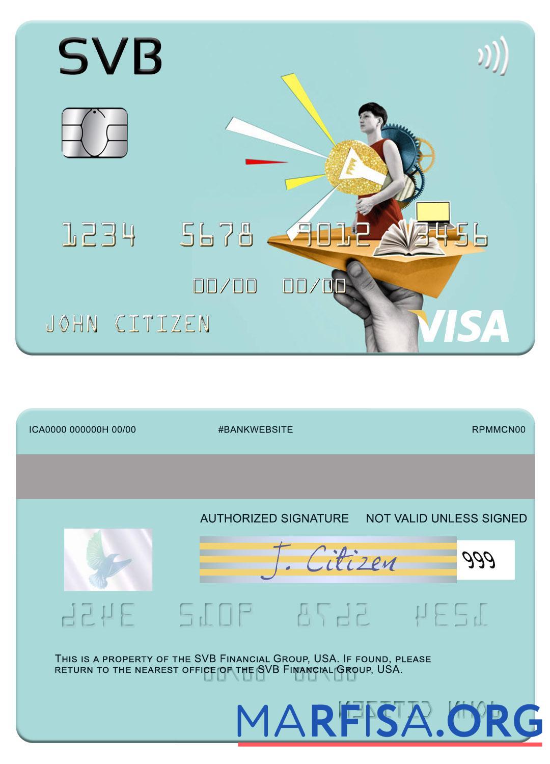 Downloadable USA SVB Financial Group visa card download for verification